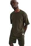 DeFacto Kurzarm Oversized Tshirt für Herren - Basic Rundhalsausschnitt T-Shirt für Herren Oberteile (Khaki,L)
