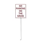 Horienteeon Schild mit Pfahl, 20 x 30 cm, stabiles Aluminiumschild, Aufschrift 'No Parking On The Gras', Straße, Straße, Parkplatzschild für den Außenbereich, Hof, R