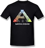 Men's Ark Survival Evolved Game Logo Poster Black T Shirt Black XXL