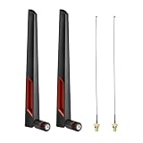 SUPERBAT 8dBi WLAN Antenne 2.4GHz 5GHz 5.8GHz Dualband RPSMA Antenne mit 15CM U.FL auf RP-SMA Verlängerungskabel für Mini PCIe Karte Wireless Router, PC Desktop, Repeater, FPV UAV Drone (2-Stück)