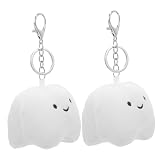 WHAMVOX 2 Stück Fluffy Zahn Schlüsselanhänger Weicher Plüsch Anhänger Cartoon Taschenanhänger Fuzzy Bag Charm Praktischer Schlüsselring für Auto Haus Büro Geschenk für Freunde und F