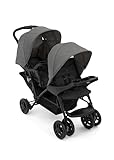 Graco Stadium Duo Geschwisterwagen, Zwillingswagen, 0-15 kg, auch mit Babyschale nutzbar, verstellbare Rückenlehnen, zusammenklappbar, freistehend, großer Staukorb, inkl. Snacktabletts, T
