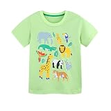 KODMNSW Tshirt Jungen Sommer Kurzarm T-Shirt Cartoon-Druck Tee Shirt 2-8 Jahre Baumwolle Oberteil Kinder Top Boys Atmungsaktive Sportshirt Kleidung für Jungs Warehouse Deal Grün 8 J