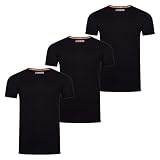 riverso Tshirt Herren Regular Fit RIVLenny 3er Pack Set Rundhals Kurzarm Sommer Tee Shirt leichte Baumwolle Flammgarn Einfarbig Schwarz 3XL, Größe:3XL, Farbe:Black