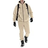 Generisch Trainingsanzug Übergröße Baumwolle Herren Sport Men's Tracksuits Oversize Trainingsanzug Retro Fußball Men's Kurz Winter Partner Jogginganzug Set Lange Hoodie Basketball Trikot Herren L