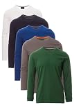 Mivaro Herren Langarmshirt 5er Pack Weiß/Dunkelblau/Blau/Anthrazit/Grün - T Shirt Langarm aus Baumwolle für Männer - für Alltag, Freizeit - Longsleeve Unterziehpullover Größe XXL