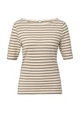 Gestreiftes T-Shirt im Slim Fit mit Flammgarnstruktur Hellbraun 44