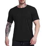 Herren-Shirt, kurzärmelig, intelligent, lässig, Rundhalsausschnitt, Muskelshirt, leicht, bequem, athletisch, Laufen, Workout, Basic-T-Shirt, Z01-schwarz, XXL