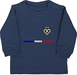 Shirtracer Baby Pullover Jungen Mädchen - 2026 Fussball Fanartikel - France Frankreich Flagge mit Herz - WM Trikot Fußball Geschenk Deko - 18/24 Monate - Navy Blau - Europameisterschaft em fu B