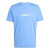 adidas Herren Essentials LINEAR Single Jersey Tee, Blue Fusion/White, M