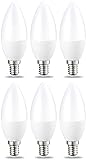Amazon Basics LED-Leuchtmittel in Kerzenform, kleines Edison-Schraubgewinde E14, 5.5 W (entspricht 40-W-Glühbirne), Warmweiß, nicht dimmbar, 6 Stück (1er Pack)