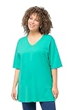 Ulla Popken Damen Basic-v T-Shirt, Türkisgrün, 62-64