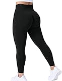 ZAAYO Damen Gym Leggings Sport Booty Scrunch Butt High Waist Seamless Yoga Hosen, Schwarz XS