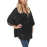 Festliche Tunika, Tunika Damen GroßE GrößEn 3/4 Arm Longbluse Damenblusen Elegant Sommer Festliche Blusen Spitze Longtunika Shirtbluse V-Ausschnitt LäSsig Lang Tops Long