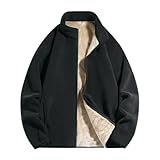 ZUOYIMEI Fleecejacke Herren Verdicken Warm Polar Fleece Winterjacke Herren Weich Lose Mode Kältejacke Herren Klassisch All-Match Jugend Langarm Jacke Herren B-Black 5XL