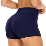 Runmeihe Hotpants Damen mit Hoher Taille, Mini Kurze Sporthose für Yoga Fitnessstudio Radfahren Sport Laufen Training (DE/NL/SE/PL, Alphanumerisch, XS, Regular, Regular, Blue)