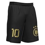 ZUMEL Deutschland Fußballshorts für Kinder – personalisiert mit deiner Nummer – Schwarze Hose mit goldenem Aufdruck