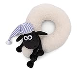 NICI 49655 Shaun das Schaf weiß-Flauschiges Kuschel-Nackenkissen, Kissen für Jungen, Mädchen, Babys und Kuscheltierliebhaber – ideal für Zuhause, Kindergarten oder unterweg