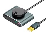 Externe USB-Soundkarte, USB-Adapter für PC, Laptop, Desktop-Stereo-Soundkarte mit 3,5-mm-Schnittstellen, USB-Lautstärkereg