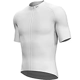Lo.gas Radtrikot Herren Kurzarm, Rennrad Trikot Durchgehender Reißverschluss mit 3 Taschen, Elfenbein Weiß, XL