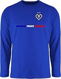 Langarmshirt Herren Langarm Shirt - EM - France Frankreich Flagge mit Herz - WM Trikot Fußball Geschenk Deko - XXL - Royalblau - Langarm,Shirt em24 Europameisterschaft Fussball Longsleeve fu B