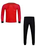 Yruioon Kinder Torwarttrikot Jungen Gepolstert Torwart Trikot Langarmshirt + Hose Sport Set Fußball Trikot Basketball Trainingsanzug Rot 134-152