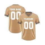 Personalisiert American Football Trikot, Polyester Beige Druck Tunic, Eishockey Trikot Herren American Football Football Trikot Eishockey kostüm Tshirt personalisiert, S