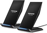 NANAMI Wireless Charger, 2-Pack 10W induktive ladestation für Samsung Galaxy S24 S23 S22 S21 S20 S10 S9 S8 Note 20 Plus Ultra, 7.5W Qi Kabelloses Ladegerät für iPhone 15 14 13 12 11 Max XR X Pro M