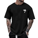 Herren-Shirt, kurzärmelig, Sommer, Strand, Kokosnuss-Druck, V-Ausschnitt, leicht, bequem, Sport, athletisch, Laufen, Basic-T-Shirts, Z01-schwarz, M