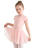 Eisnnu Kinder Ballettkleidung Mädchen Baumwolle Kurzarm Tanzkleid mädchen Ballettrock Balletttrikot Ballettanzug mit Chiffon Rock Tütü 2-11 J