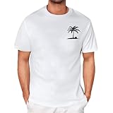 Herren T Shirt Kurzarm Rundhals Top Locker Tee Sommer Atmungsaktiv Oberteile Baumwolle Bequeme Freizeitshirts Basicshirts Grafikdruck Hemd Sportshirt Y2k Streetwear(#D White,S)