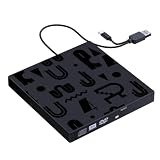 Hattba Plugs and Play Externes DVD-Laufwerk, USB-Typ-C-Schnittstellen, Hubs für CDs, VCD-Brennen und Dateiübertragung, Lesen, USB C, externe CDs/Laufwerk