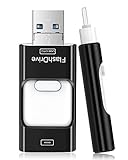 ROSPE USB Stick 128GB für Phone, 4 in 1 Speicherstick für Phone/Pad/Android/PC, Externer Speichererweiterung Fotostick Daten Kopierten Mit Einem klick, Schw