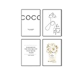 Postertech® Mood-Poster Set Coco weiss | Moderne Bilder als Wanddeko | OHNE Bilderrahmen | 4X DIN A4 | white beige Abstrakte Kunst Deko S