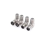 JZK 4 Stück 90-Grad-F-Buchse auf PAL-Stecker/Buchse, rechtwinkliger HF-Koaxialadapter für Satellitenantenne, SAT-Stecker 90 Grad für Satellitenfernsehen, R