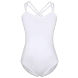 FONLAM Balletttrikot für Mädchen Ballettkleidung Turnanzug Mädchen Baumwolle Tanztrikot Tanzbody Gymnastikanzug Kinder (11-12 Jahre, Weiß)