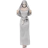 Halloween! Smiffys Kostüm Gothic-Nonne, Grau, mit Kleid und Kop