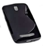 Design Rubber Style Silikon TPU Cover Case Handy Hülle – Schwarz – plus Displayschutzfolie für HTC Desire 500