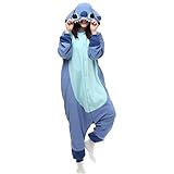 ZKomoL Pyjamas Onesies Cosplay Erwachsene Unisex Tiere Halloween Kostüm Kleid Loungewear, Tigermuster, Medium… (Blau Stich, S)