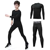 Leeboom Thermounterwäsche Kinder Fußball Thermohose Funktionswäsche Kinder Atmungsaktiv Skiunterwäsche Thermounterwäsche Sport Schnell Trockend Sportunterwäsche Fussball Unterw