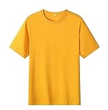 T-Shirt Herren Einfarbig Rundhals Urban Jugend Herren Sommer T-Shirt Gerade Zylinder Base Shirt Herren Mehrfarbige Optionen Kurzarmhemd Herren J-Yellow L