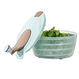 Zoegneer Effizienter Salatschleuder, Abtropfkorb, Gemüse, Salat, Entwässerung mit Handkurbel, transparentes Design, spülmaschinenfest (blau)
