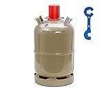 BlueCraft 11 kg leere Gasflasche optimal für Camping Grill Caravan Handwerk und Heizer - tragbare Propangasflasche inkl. Gasreglerlöser DUO - europaweit tauschbar!