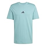 adidas Herren Essentials SMALL Logo Single Jersey Tee, Powder Teal/Black, XXL