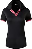 jeansian Damen Sport Polo Tee Shirt Poloshirts Tshirt T-Shirt Kurzarm Tennis Golf Bowling Sportwear SWT325 BlackRose S