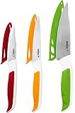 Zyliss E920249 Comfort Messer Set 3-Teilig mit Schneidbretter, Japanischer Edelstahl, Mehrfarben, Gemüsemesser, Gemüsemesser mit Wellenschliff, Schälmesser, Schneidbretter, Spü