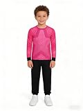 Linjinx Jungen Fußball Torwart Trikot Set Sportshirt Gepolstert Langarm und Sporthose Trainingsanzug Torwart Set Fußballtrikot Kinder Dunkelrosa 134-152