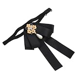Holibanna Eleganter Perlen Halsbinder Für Damen Und ädchen Schwarzer Stoff Bowtie Mit Perlen Applikationen Ideales Accessoire Für Partys Und B