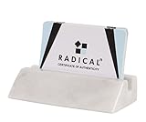 Radicaln Visitenkartenhalter, weiß, aus handgefertigtem Marmor für den Schreibtisch — Halter für Geschenkkarten, Debitkarten, Kreditkarten — kleines Bürozubehö