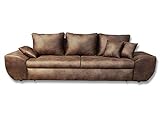 lifestyle4living Big Sofa, braun, mit Schlaffunktion, Bettkasten, Vintage Look, Microfaser | XXL Couch | Großes Relexsofa | Meg